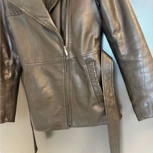 WHET BLU New York size 8 EUC/MINT lightly lined Lux leather belted side zip moto - Picture 15 of 16